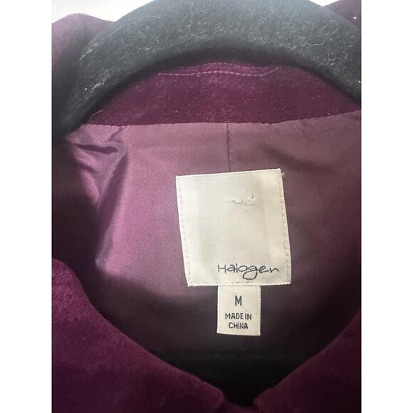 Halogen Jacket Womens Medium Purple Velvet Ruffle Front Peter Pan Collar Peplum - Picture 6 of 8